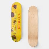 Hellgelbe Wasserfarbe Sonnenblume Skateboard (Vorderseite)