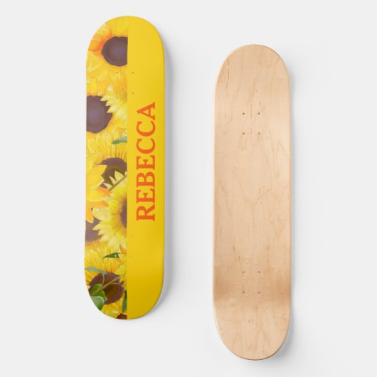 Hellgelbe Wasserfarbe Sonnenblume Skateboard (Vorderseite)