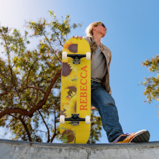 Hellgelbe Wasserfarbe Sonnenblume Skateboard