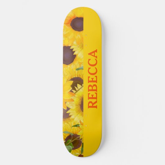 Hellgelbe Wasserfarbe Sonnenblume Skateboard (Vorderseite)