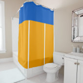 Hellgelbe, weiße Streifen Fett blaues Oberteil Duschvorhang (Beispiel)