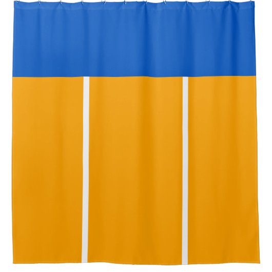 Hellgelbe, weiße Streifen Fett blaues Oberteil Duschvorhang (Vorderseite)