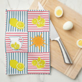 Hellgelbe Zitronen, Orangensonne, Sommerpfeifen Geschirrtuch (Viertel Falte)