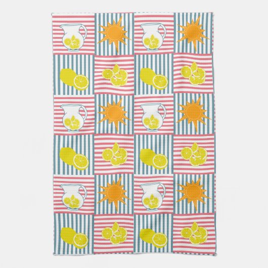 Hellgelbe Zitronen, Orangensonne, Sommerpfeifen Geschirrtuch (Vertikal)