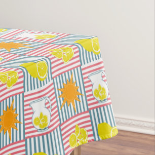 Hellgelbe Zitronen, Orangensonne, Sommerpfeifen Tischdecke