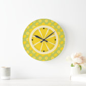 Hellgelbe Zitronen und Scheiben Große Wanduhr (Zuhause)