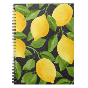 Hellgelbe Zitronen Wasserfarbe Nahtlos Notizblock