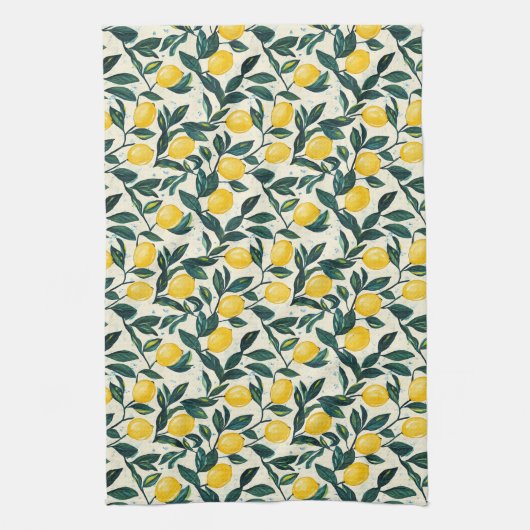 Hellgelbe Zitronenbäume zweiteilig Geschirrtuch (Vertikal)