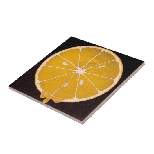 hellgelbe Zitronenscheibe Fliese (Seite)