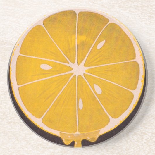 hellgelbe Zitronenscheibe Getränkeuntersetzer (Vorne)