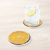 hellgelbe Zitronenscheibe Getränkeuntersetzer (Seite)