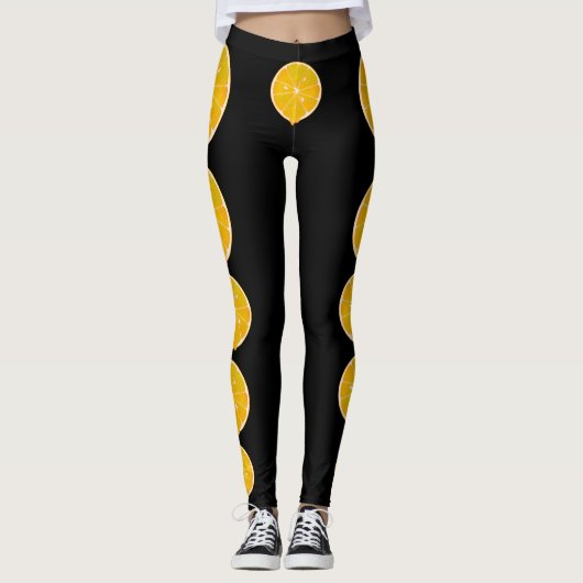 hellgelbe Zitronenscheibe Leggings (Vorderseite)