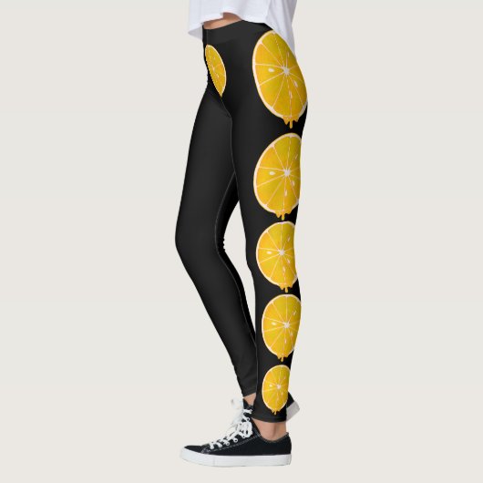 hellgelbe Zitronenscheibe Leggings (Links)