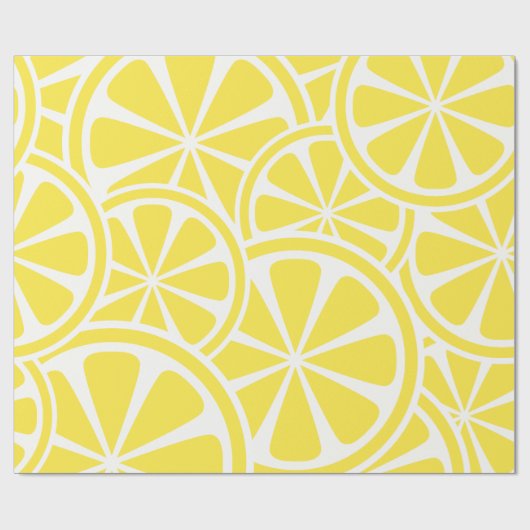 Hellgelbe Zitronenscheiben Modernes Muster Geschenkpapier (Flach)