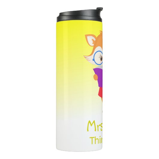 Hellgelber Fox-Lehrer-Geschenk Thermosbecher (Nach links gedreht)