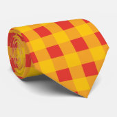 Hellgelber Gingham in Rot und Orange Checked Krawatte (Gerollt)
