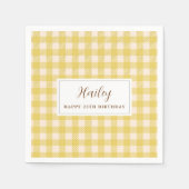 Hellgelber Gingham kariert überprüft Paper Napkin Serviette (Vorderseite)
