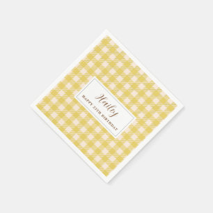 Hellgelber Gingham kariert überprüft Paper Napkin Serviette