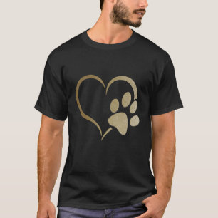 Hellgelber Hund Katze Pfotenabdruck Herz Welpe Hau T-Shirt