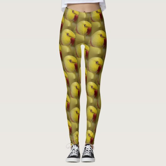 Hellgelber Lutino Indischer Ringackparrot Leggings (Vorderseite)