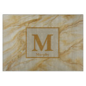 Hellgelber Marmor mit Bronze Veins Monogramm Schneidebrett (Vorderseite)