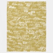 Hellgelber Name Gestempelte Alloge Ocher Gelb Fleecedecke (Vorderseite)