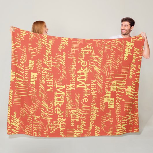 Hellgelber Name Prägt Allover Orange-Red Fleecedecke (Beispiel)
