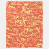 Hellgelber Name Prägt Allover Orange-Red Fleecedecke (Vorderseite)