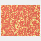 Hellgelber Name Prägt Allover Orange-Red Fleecedecke (Vorderseite (Horizontal))