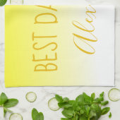 Hellgelber Ombre Bester Vater je Geschirrtuch (Gefaltet)