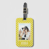 Hellgelber Polka Dot Benutzerdefiniertes Foto und Gepäckanhänger (Vorderseite Vertikal)