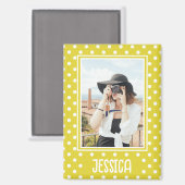 Hellgelber Polka Dot Benutzerdefiniertes Foto und Magnet (Vorderseite/Rückseite)