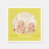 Hellgelber Polka Dot Benutzerdefiniertes Foto und  Serviette (Vorderseite)