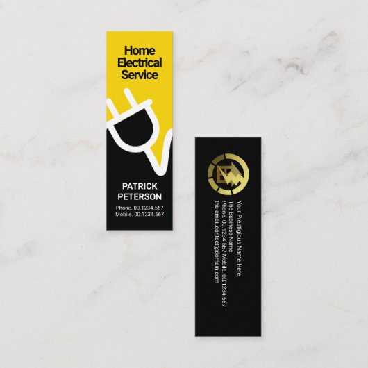Hellgelber Power-Stecker Mini Visitenkarte (Vorne/Hinten)