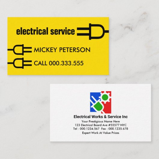 Hellgelber Power Visitenkarte (Vorne/Hinten)