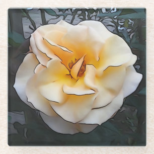 Hellgelber Rosen-Glas-Untersetzer Glasuntersetzer