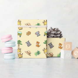 Hellgelber Safari-Geburtstag Geschenkpapier
