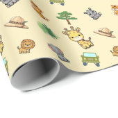 Hellgelber Safari-Geburtstag Geschenkpapier (Rolleneckpunkt)