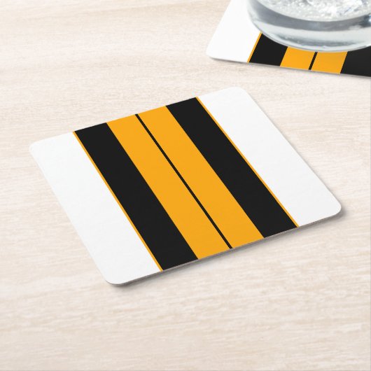 Hellgelber Schwarz-weißer, farbenfroher Rennstreif Rechteckiger Pappuntersetzer (angewinkelt)