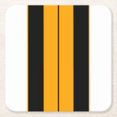 Hellgelber Schwarz-weißer, farbenfroher Rennstreif Rechteckiger Pappuntersetzer (Vorderseite)