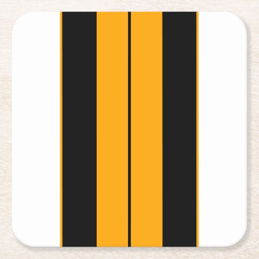 Hellgelber Schwarz-weißer, farbenfroher Rennstreif Rechteckiger Pappuntersetzer (Vorderseite)