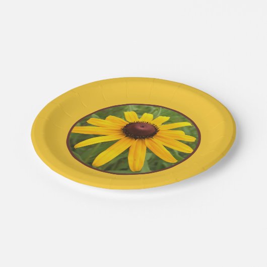 Hellgelber Solo Rudbeckia Fotografie Picnic Pappteller (Schrägansicht)
