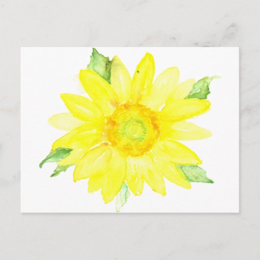 Hellgelber Sommer Sonnenblumen Wasserfarbe Postkarte (Vorderseite)