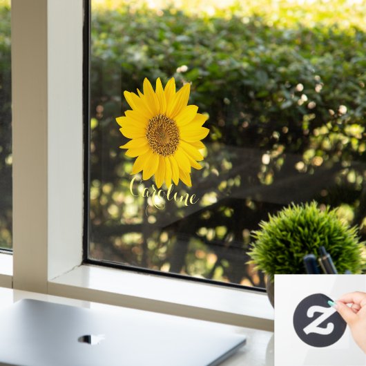 Hellgelber Sonnenblumen-Individuelle Name Fensteraufkleber (Büro)