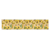 Hellgelber Sonnenblumengarten auf Marmor Kurzer Tischläufer (Horizontal)