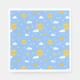 Hellgelber Sonnenschein und Wolken Serviette