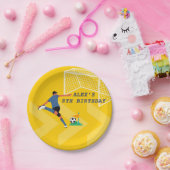 Hellgelber Spaß Fußball-Spielerziel Geburtstag Pappteller (Party)