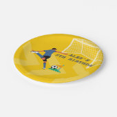 Hellgelber Spaß Fußball-Spielerziel Geburtstag Pappteller (Schrägansicht)