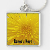 Hellgelber Spiky Dahlia Fotografie Personalisiert Schlüsselanhänger (Vorne)