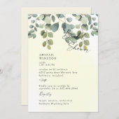 Hellgelber Swash Eukalyptus-Brautparty Einladung (Vorne/Hinten)